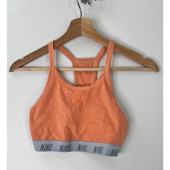 Nike Swoosh Soft Tee Sports Bra Orange/Gray Women's Size Small - Picture 1 of 6